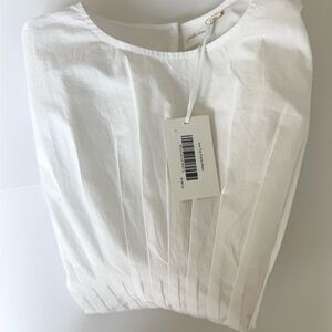Julia Amory Ava Womens White Size Large Peplum Top 100% Cotton Poplin